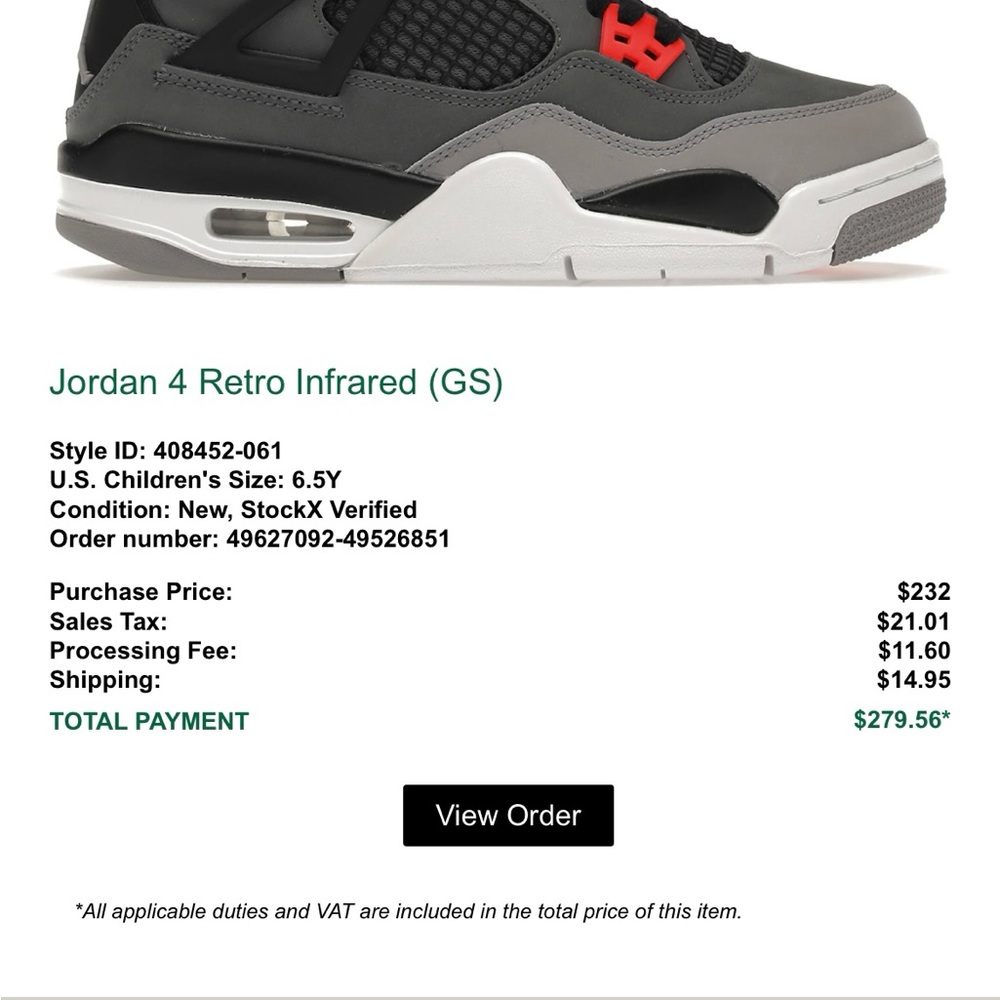 Jordan 4 Infrared Gray and Black Sneakers